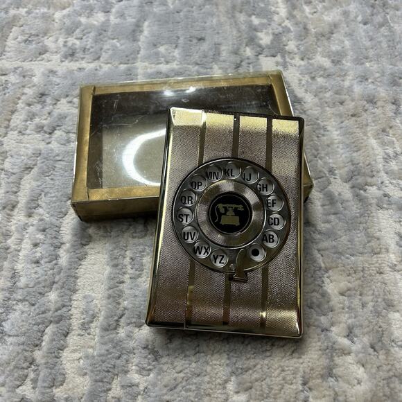 NIB Vintage Eagle Telephone Address Book Rotary Phone Dial Desktop Index Gold - Picture 1 of 8